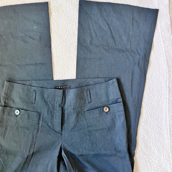 NWOT Theory Linen blend Navy blue pants - Picture 2 of 5